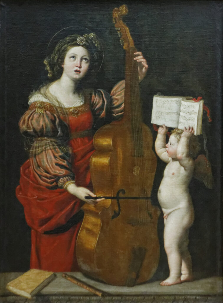Domenichino, Saint Cecilia with an Angel Holding a Musical Score, 1600–1625 Oil on canvas, 63 × 47.2 in Musée du Louvre, Paris