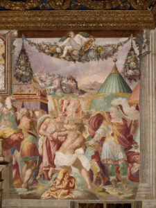 Francesco Salviati, Camillo Punishes the Treacherous Teacher From Falerii, 1543 - 1545 Fresco, 18.50 x 14.17 in Palazzo Vecchio Museum, Florence