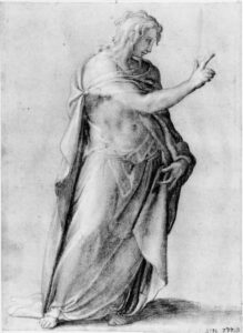 Francesco Salviati, Study for Christ in the Resurrection of Lazarus Drawing, 11.3 x 7.9 in Nationalmuseum, Stockholm