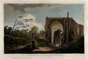 William Hodges, Gateway to the caravanserai at Rajmahal, Bihar Coloured etching Wellcome Collection