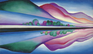Georgia O'Keeffe, Lake George Reflection, c 1921–1922 Oil on canvas, 34 x 57.9 in Private collection