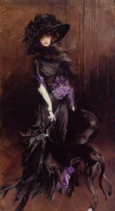 Giovanni Boldini, Portrait of Marchesa Luisa Casati With a Greyhound, 1908 Oil on canvas, 100 x 55 in Private collection