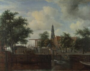 Meindert Hobbema, The Haarlem Lock, Amsterdam, from 1663 until 1665 Oil on canvas, 30.3 x 38.5 in National Gallery, London