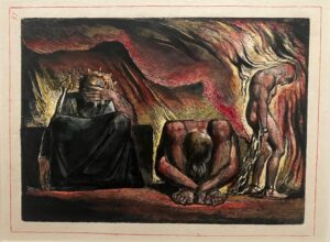 William Blake, Jerusalem, Plate 51, between 1804 and 1820 Relief etching printed in black with pen and black ink and watercolor on moderately thick, smooth, cream wove paper, 8.85 x 6.37 in Yale Center for British Art, New Haven, Connecticut