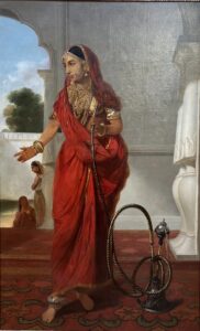 Tilly Kettle, A Woman Holding a Hookah at Faizabad, India, 1772 Oil on canvas, 76 3/4 × 47 3/4 in Yale Center for British Art, New Haven, Connecticut
