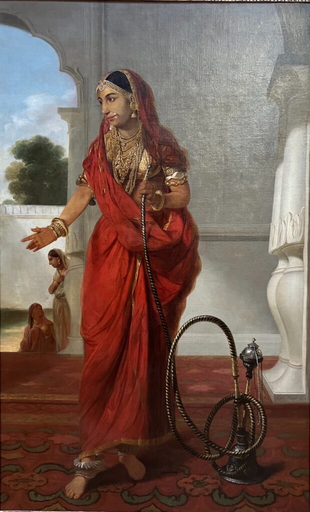 Tilly Kettle, A Woman Holding a Hookah at Faizabad, India, 1772 Oil on canvas, 76.8 × 47.8 in Yale Center for British Art, New Haven, Connecticut