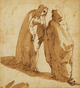Luca Cambiaso, The Visitation, c 1580 Pen & brown ink brown wash on paper, 10.75 x 9.9 in Art Gallery of South Australia, Adelaide
