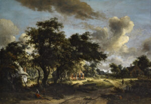 Meindert Hobbema, Village among Trees Oil on panel, 30 x 43.5 in The Frick Collection, New York
