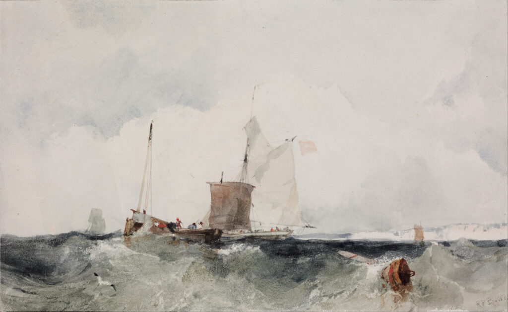 Richard Parkes Bonington, At the English Coast, 1825 Watercolor on paper, 5.5 × 8.9 in Museum of Fine Arts, Budapest
