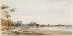 Richard Parkes Bonington, The Salt Marshes Near Trouville, 1826 Watercolor over graphite, 4.25 x 8.74 in Getty Center, Los Angeles
