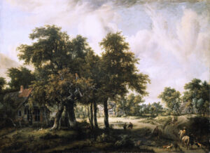 Meindert Hobbema, Wooded Landscape With Cottages, c 1665 Oil on canvas, 34.6 x 47.5 in Mauritshuis, The Hague