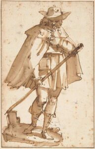 Luca Cambiaso, A Pilgrim to Compostela, Pen and brush in brown, 12.2 x 7.8 in Rijksmuseum, Amsterdam
