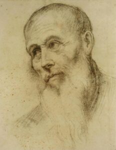 Bonifazio Veronese, Head of a Bearded Man, 16th century Drawing, 10.4 x 8.1 in Musée Paul-Dupuy, Toulouse, France