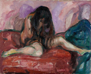 Edvard Munch, Weeping Nude, from 1913 until 1914 Oil on canvas, 43.3 x 53.1 in Munch Museum, Oslo