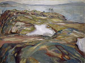 Edvard Munch, Coastal Landscape, 1918 Oil on canvas, 47.5 x 62.9 in Kunstmuseum Basel