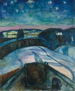 Edvard Munch, Starry Night, 1922–24 Oil on canvas, 47.4 x 39.3 in Munch Museum, Oslo