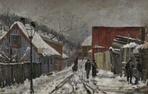 Edvard Munch, From Saxegårdsgate, c 1882 Oil on canvas, 14.1 x 21.6 in Lillehammer Art Museum, Norway