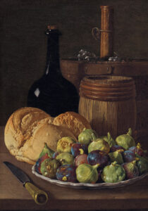 Luis Egidio Meléndez, Still Life with Figs and Bread Oil on canvas, 18.74 x 13.38 in National Gallery of Art, London