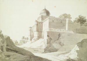 William Daniell, Perspective View of the Mosque at Sambhal, Uttar Pradesh, 1789 Pencil and wash drawing Royal Institute of British Architects, London