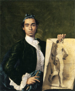 Luis Egidio Meléndez, Self-portrait Holding an Academic Study, 1746 Oil on canvas, 39.1 x 32.2 in Louvre Museum, Paris