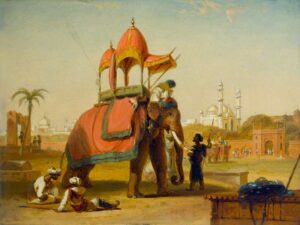 William Daniell, A Caparisoned Elephant – Scene near Delhi, 1832 Oil on canvas, 8.4 x 11.4 in Sir John Soane's Museum, London