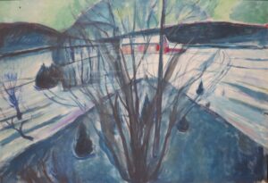 Edvard Munch, Winter Night, from 1930 until 193 Oil on canvas, 28.3 x 39.3 in Art Museums of Bergen, Norway