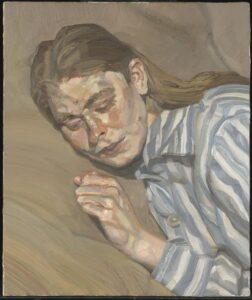 Lucian Freud, Girl in a Striped Nightshirt, 1983–5 Oil paint on canvas, 12 x 10 in Tate Gallery, London