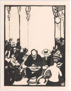 Félix Vallotton, Five O' Clock, 1900 Pen and brush and black ink over graphite, 10 3/8 x 7 15/16 in The Morgan Library & Museum, New York