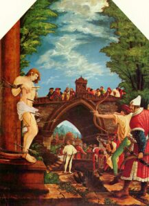 Albrecht Altdorfer, Martyrdom of Saint Sebastian Oil on panel, 50.5 x 37.1 in St. Florian Monastery, Austria