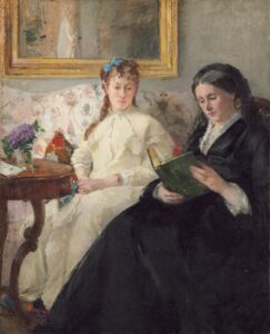Berthe Morisot, The Mother and Sister of the Artist, between 1869 and 1870 Oil on canvas, 39.7 x 32.2 in National Gallery of Art, Washington DC