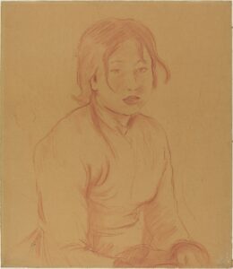 Berthe Morisot, Peasant Girl, 1890 Red chalk with stumping on light brown paper, 20 3/8 x 17 5/8 in National Gallery of Art, Washington DC