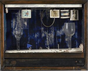 Joseph Cornell, Blue Soap Bubble, 1949 - 1950 Box onstruction, 9.6 x 12 x 3.8 in Museo Nacional Thyssen-Bornemisza, Madrid