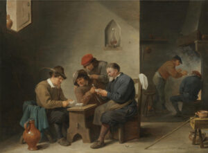 David Teniers the Younger, Card Players, between c 1644 and c 1645 Oil on panel, 15.1 x 20.8 in Private collection