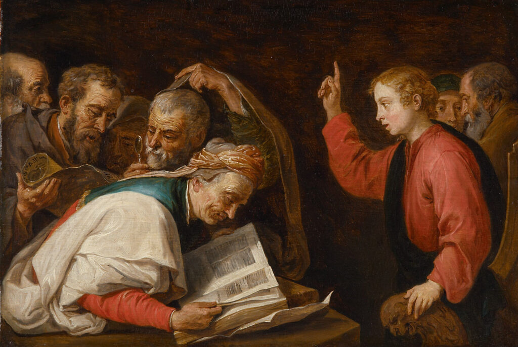 David Teniers the Younger, After Jusepe de Ribera Jesus among the Doctors, 1651/1656 Oil on panel, 8.3 x 12.2 in Kunsthistorisches Museum, Vienna