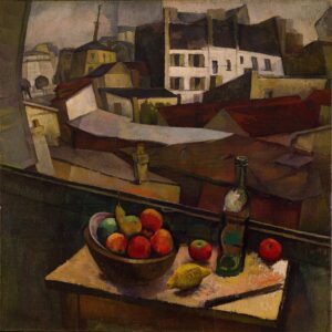 Diego River, Knife and Fruit in Front of the Window, 1917 Oil on canvas, 36.14 x 36.37 in Museo Dolores Olmedo, Mexico City