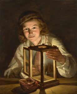 Ferdinand Waldmüller, Boy With a Stable Lantern (Self-Portrait), 1825 Oil on panel, 14.3 x 11.8 in) Private collection