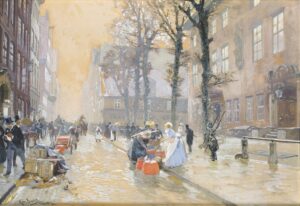 Hans von Bartels, Old Wandrahm, Hamburg, 1890 Gouache on paper, 16.9 x 24 in Hamburger Kunsthalle