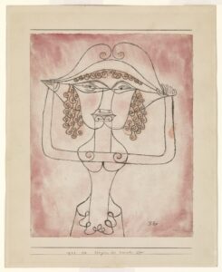 Paul Klee, Singer of the Comic Opera, 1923 Watercolor and ink on paper, mounted on cardboard, 11.4 x 9.2 inSolomon R. Guggenheim Museum, New York