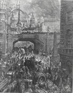 Gustave Doré, Ludgate Hill - A Block in the Street, from London: A Pilgrimage, 1872 Engraving