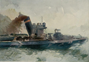 Hans von Bartels, Torpedo Boat on the Attack, Kiel 1895 Watercolor
