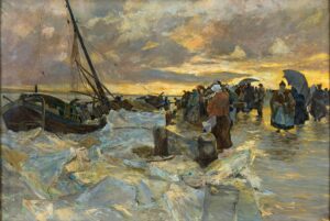 Hans von Bartels, Fishing Boats Unloading the Catch, before 1912 Oil and mixed technique on canvas, 39.4 x 59.1 in Private collection