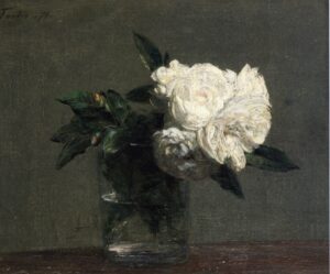 Henri Fantin-Latour, White Roses, 1871 Oil on canvas, 8.5 × 8.9 in Private collection