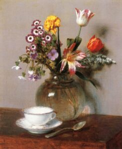 Henri Fantin-Latour, Vase of Flowers with a Coffee Cup, 1865 Oil on canvas Private collection