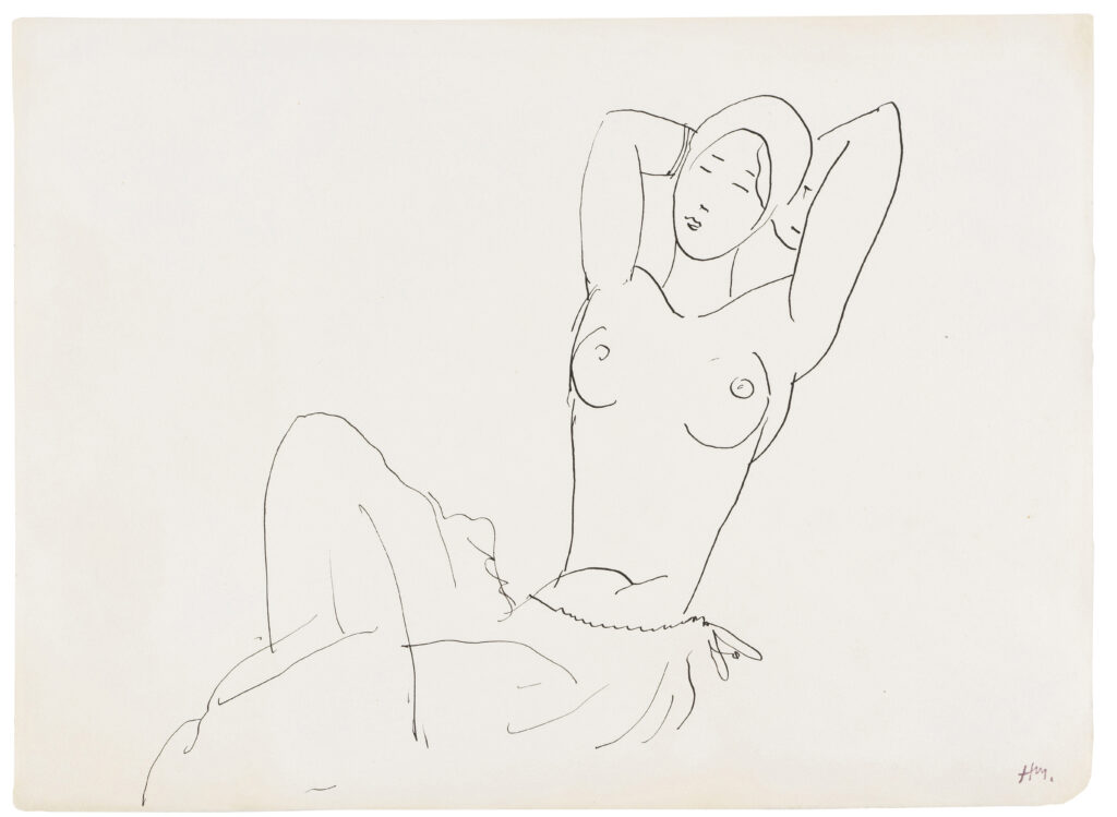 Henri Matisse, Odalisque, Nice 1931 Ink pen drawing, 11 x 15 in Private collection