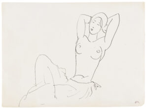 Henri Matisse, Odalisque, Nice 1931 Ink pen drawing, 11 x 15 in Private collection