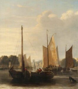 John Crome, Sailing Barges Oil on canvas, 30.5 x 27.3 in The Dick Institute, Kilmarnock, Scotland