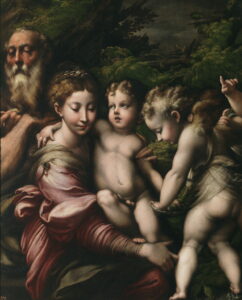 Parmigianino, The Holy Family with Angels, c 1524 Oil on panel, 43.3 x 35 in Museo del Prado, Madrid