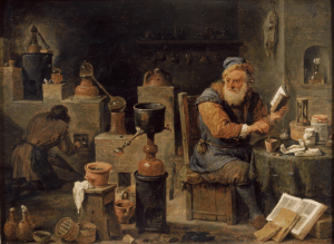 David Teniers the Younger, The Alchemist, between c 1640 and c 1650 Oil, 10.7 x 14.7 in Mauritshuis, The Hague