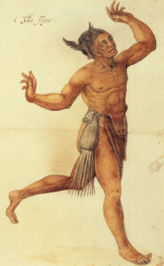 John White, "The Flyer," Man of the Secotan Indians in North Carolina, 1585 Watercolor British Museum, London