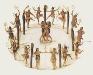 John White, Dancing Secotan Indians in North Carolina, 1585 Watercolor British Museum, London